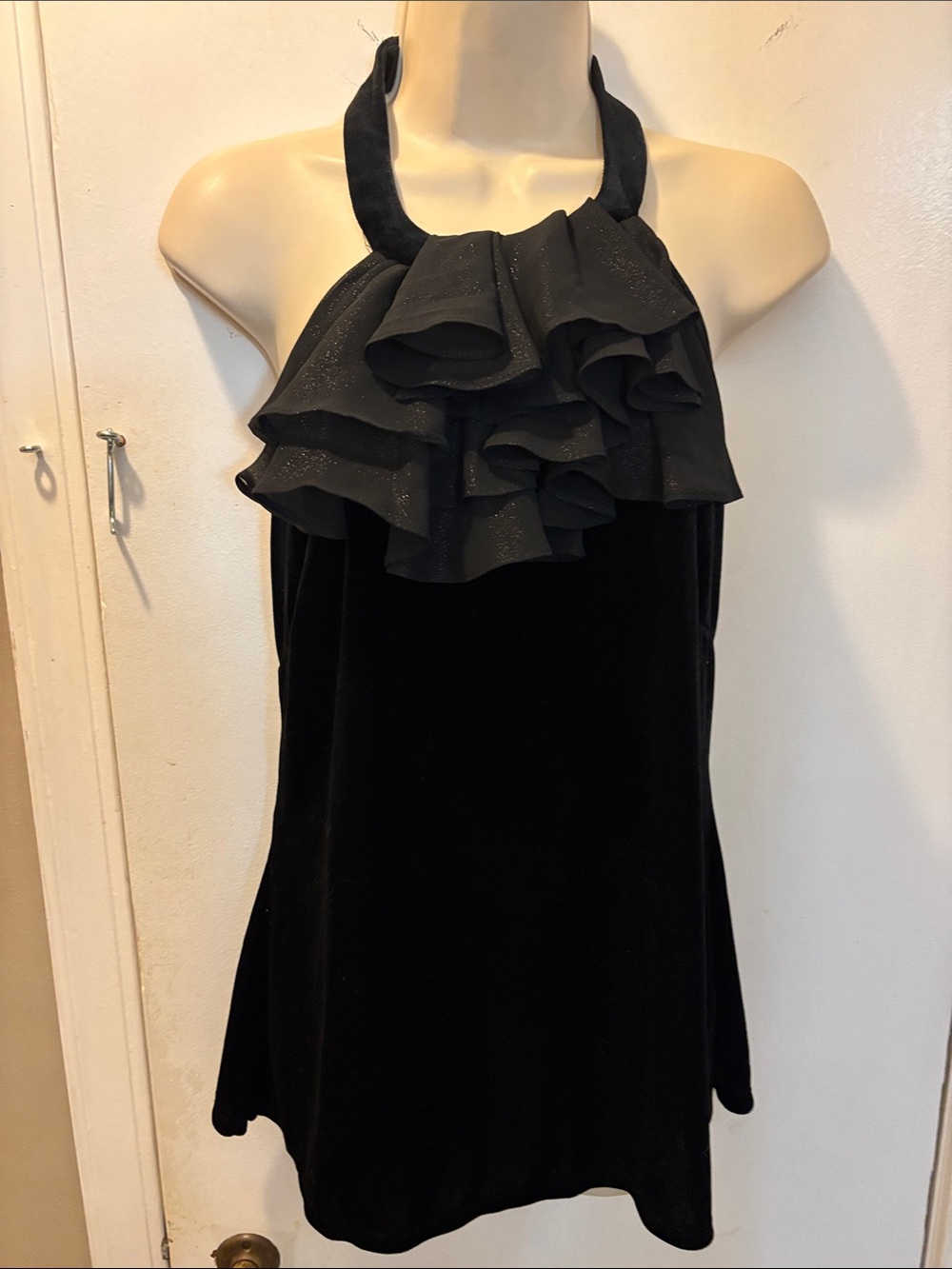 Bisou Bisou Large Halter Ruffle Velvet Top 26-401